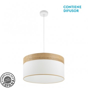 Distribuidor - Lâmpadas Diversas | Colgantes Moderno | COLGANTE CLOE 2XE27 BLANCO/BLANCA-MADERA CLARA REGX50X50 CM Ref: 175495085